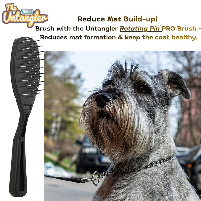 Pet comb for easy mat removal - silky smooth rotating teeth untangles without causing pain to pets. (7", Purple)