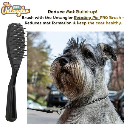 Pet comb for easy mat removal - silky smooth rotating teeth untangles without causing pain to pets. (7", Purple)