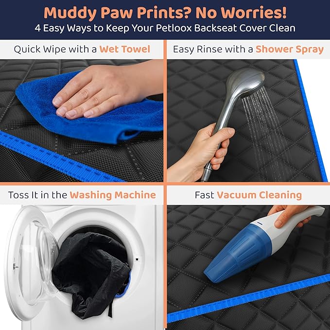Petloox XL Dog Car Seat Cover for Back Seat, Waterproof Hammock for Car, SUV & Truck, Non-Slip Backseat Cover for Dogs, Heavy-Duty Dog Hammock Style Seat Protector Pets, Easy to Install & Clean
