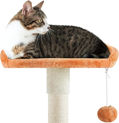 Yaheetech 65in Cat Tree, Cat Tower with Heart-Shaped Platform, Hanging Ball, Double Condos, Scratching Posts for Indoor Cats, Cat Climbing Frame Bed Furniture, Beige & Green & Orange