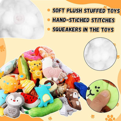 Libima 120 Pack Small Squeaky Dog Toys Bulk for Puppy Small Dogs Pets Cute Plush Stuffed Dog Toys Bundle Soft Pet Toys for Chewing and Teething, 120 Styles