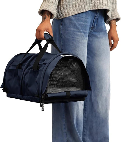 SturdiBag Pro 3.0 Pet Travel Carrier for Cats and Dogs – Soft-Sided with Safety Clips and Seatbelt Straps for Airplane or Car Travel | Small, Navy