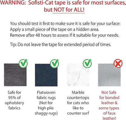 Sofisti-Cat Training Tape, Cat Tape for Furniture, Scratch Deterrent Keep Cats from Scratching Furniture with Our Double -Sided Repellent, 2.5" x 15' Roll