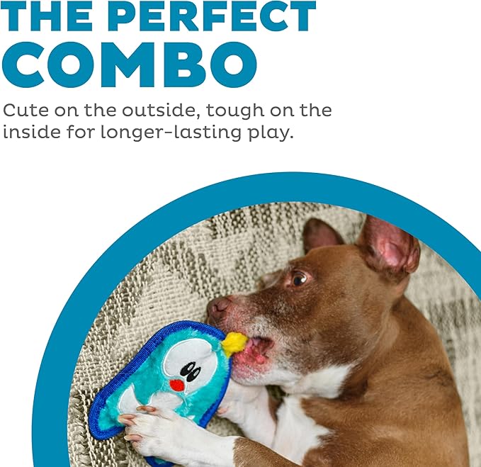Outward Hound Durablez Minis – Squeaky Plush Dog Toy,No Stuffing for Less Mess,Interactive & Tough,Jumbo Squeaker,Puppies & Small Dogs,Penguin,6.3",(Pack of 2)