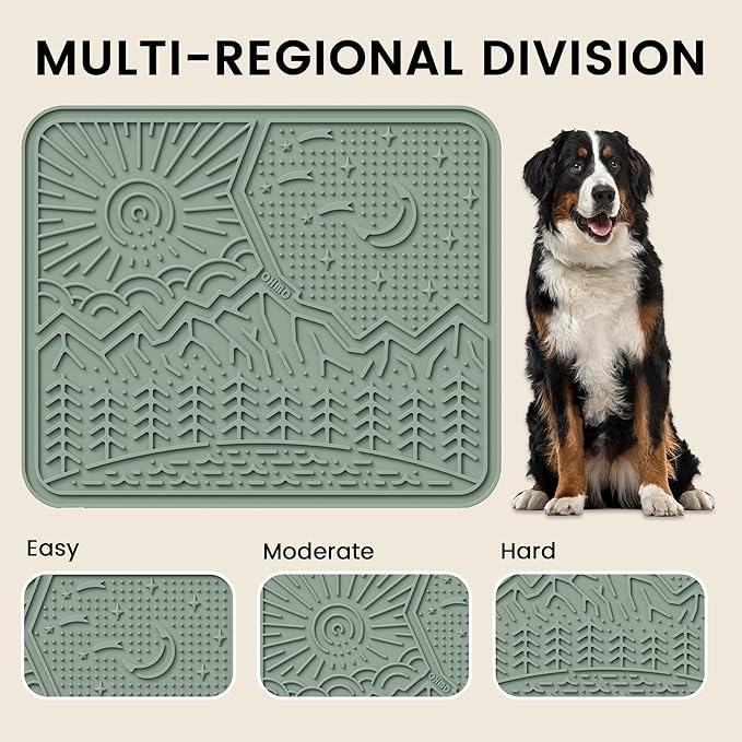 OHMO Lick Mat for Dogs and Cats Nature Design(Extra Large 1pc) Easy to Clean Pet Slow Feeder with Suction Cups, Enrichment for Anxiety Relief and Boredom Reduction(Sage Green)