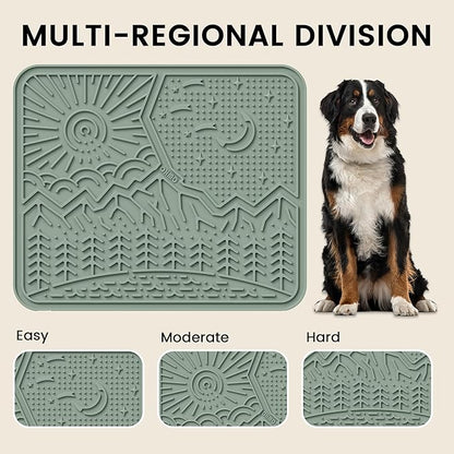 OHMO Lick Mat for Dogs and Cats Nature Design(Extra Large 1pc) Easy to Clean Pet Slow Feeder with Suction Cups, Enrichment for Anxiety Relief and Boredom Reduction(Sage Green)