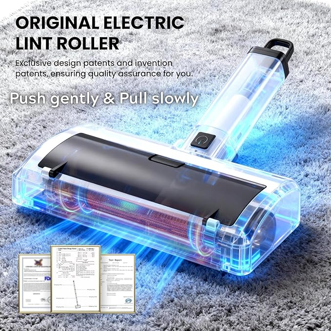 Pet Hair Remover for Carpet, Reusable Pet Hair Remover, 44 Inch Adjustable Handle, Electric Dog Cat Hair Removal Tool for Couch, Carpet
