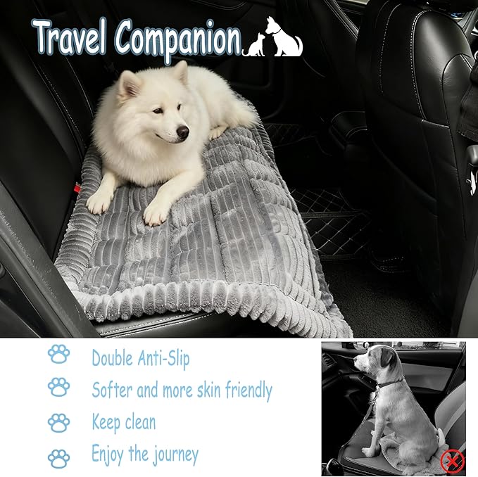 XINYI Dog Car Seat Cover for Back Seat, Dog Bed for Car, Non-Slip Sofa and Travel Pet Mat, Soft and Comfortable, Easy to Clean(Gray, 27.6" X 59.1")