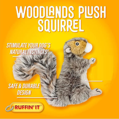 RUFFIN' IT Woodlands Plush Squirrel Dog Toy, Small