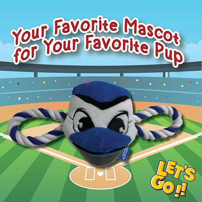 Pets First MLB Toronto Blue Jays Nylon Mascot Dog Toy with Tough Dog Ropes & Inner Squeaker in Bright Team Colors