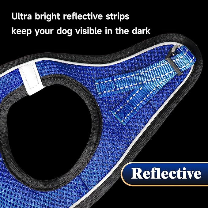YIMEIS Dog Harness and Leash Set, No Pull Soft Mesh Pet Harness, Reflective Adjustable Puppy Vest for Small Medium Large Dogs, Cats (Royal Blue & Black, Small (Pack of 1)