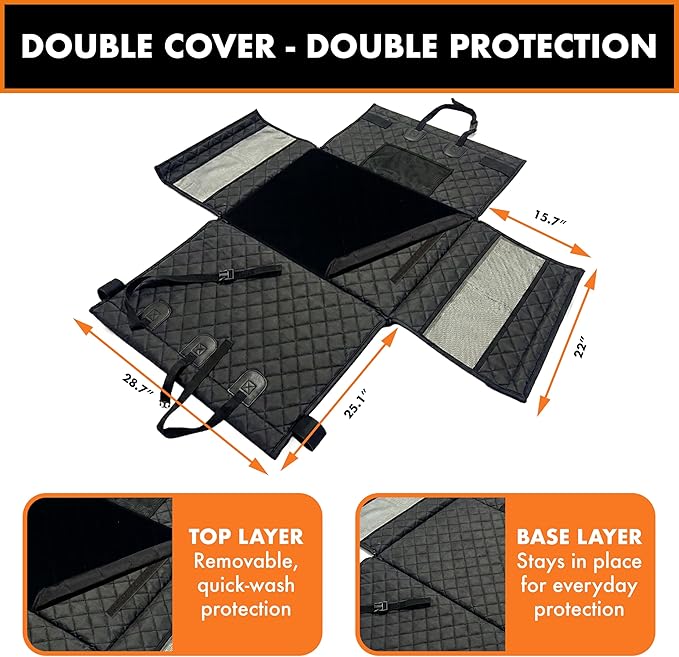 YoGi Prime Half Hammock Dog Seat Cover for Back Seat - Waterproof Half Backseat Dog Cover, Space Saving Split Seat Design, Universal Fit & Heavy Duty Pet Restraint