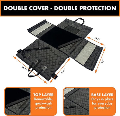 YoGi Prime Half Hammock Dog Seat Cover for Back Seat - Waterproof Half Backseat Dog Cover, Space Saving Split Seat Design, Universal Fit & Heavy Duty Pet Restraint