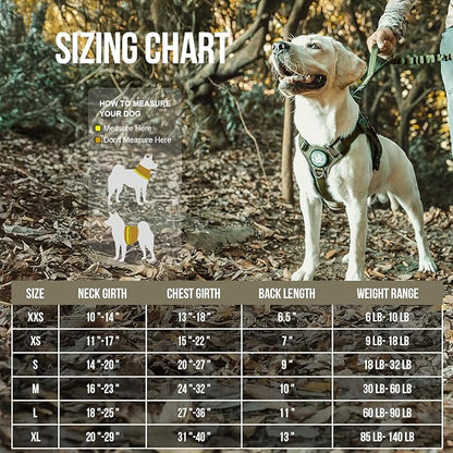 OneTigris Tactical Dog Harness Vest,No-Pull Service Dog Vest with Hook & Loop Panels,Adjustable Dog Vest Harness for Walking Hiking Training(Ranger Green,XS)