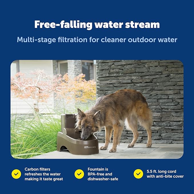 PetSafe Drinkwell Outdoor Dog Fountain - Encourages Drinking - Replaceable Carbon Filter - UV Resistant Plastic - BPA-Free - 450 oz Water Capacity - Indoor/Outdoor Use