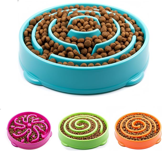 Slow Feeder Dog Bowl for Small, Medium & Large Dogs – Anti-Gulping Puzzle Maze Bowl, Non-Slip Slow Eating Dog Dish, Prevents Bloat & Improves Digestion, Interactive Pet Feeder (Blue, Large)