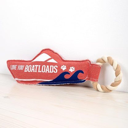 Pavilion - Love You Boatloads - 13" Puppy Dog Toy with Rope Handle K-9 Furry Companion Boat Lake Beach Gift