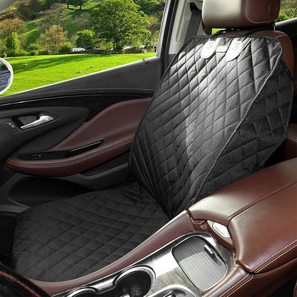 Dog Car Seat Covers Front Seat Cover with Side Flaps 100% Waterproof Car Seat Protector for Pets Scratch Proof Non-Slip Durable for Cars,Trucks & SUVs (Black)