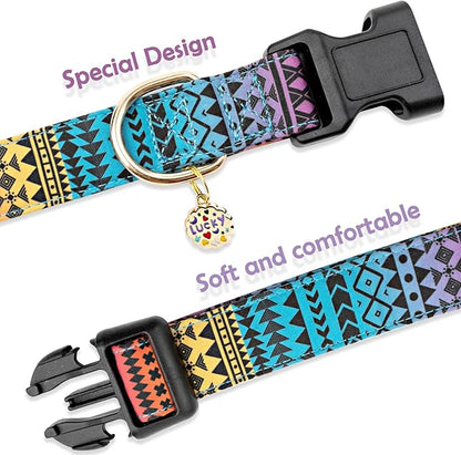 Faygarsle Bohemian Geometric Pattern Dog Collar for Small Medium Large Boys Girls Dogs L