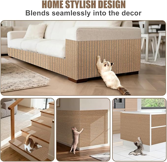 Natural Cork-Cat Scratch mat-Cat Scratch Pad Rug-cat Couch Protector-Scratch Furniture Protector for Post/Sofa/Floor-Wall Scratchers for Indoor-Carpets Scratching-Stretching- Kitty Gifts-Brown