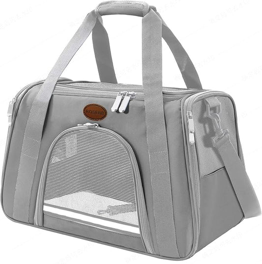 Cat Carrier Dog Carrier Pet Carriers for Medium Small Cats Dogs Puppies up to 25 Lbs,TSA Airline Approved Small Dog Cat Carriers Soft Sided,Collapsible Travel Puppy Carrier (Grey, Large)