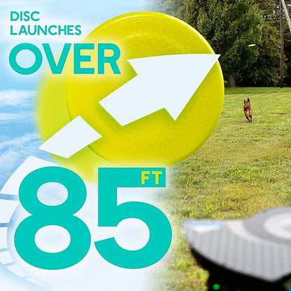 Franklin Pet Supply Co. Automatic Disc Launcher for Dogs - Ready Set Fetch Automatic Disc Tosser Dog Toy for Fetch - Portable Thrower Toy - Battery Powered