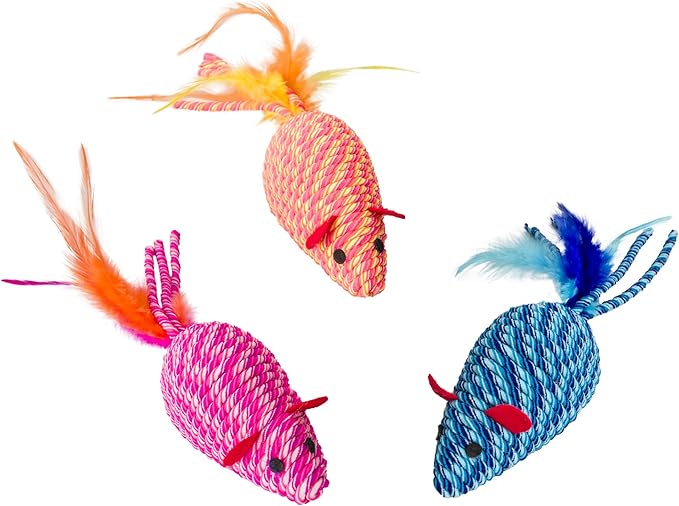 SPOT Ethical Pets 52074 Elasteeez Mouse/Feathers Pet Feather Toys