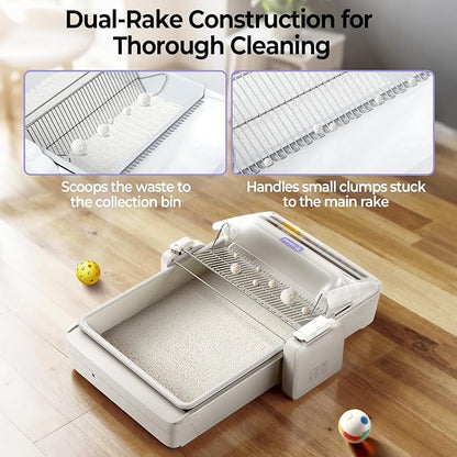 Fully Open Top Automatic Self Cleaning Cat Litter Box, Extra Large Electric Litter Box with APP Control Health Monitor, Smart Litter Tray for Multiple Cats, Anti-Pinch, Come with 5lb Cassava Litter