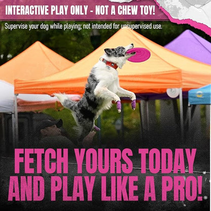Hyperflite Nano Jawz Disc Dog Disc 4” (24g) | Official Skyhoundz Mini Flying Disc for Small Dogs & Puppies | Long-Flying, Lightweight Chase Dog Toy for Backyard, & Beach | Anti-Glare - Pink\