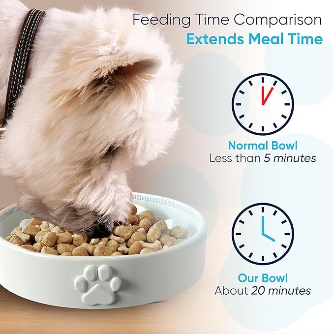 Slow Feeder Dog Bowls – Dog Bowl Slow Feeder – Microwaveable Dog Slow Feeder for All Breeds – Lead and BPA-Free Ceramic Pet Bowl – Pet Feeder for Fast Eaters