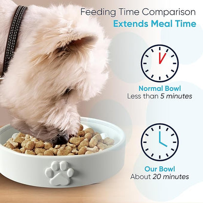 Slow Feeder Dog Bowls – Dog Bowl Slow Feeder – Microwaveable Dog Slow Feeder for All Breeds – Lead and BPA-Free Ceramic Pet Bowl – Pet Feeder for Fast Eaters