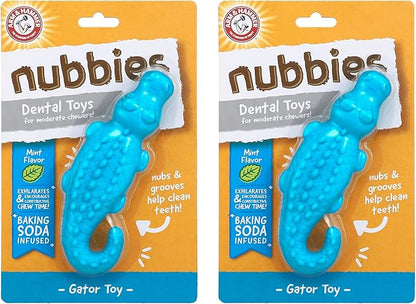 Arm & Hammer for Pets Nubbies Dental Toys, Gator - Dental Chew Toy for Dogs for Moderate Chewers - Reduces Plaque & Tartar Buildup Without Brushing - 2 Pack