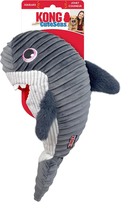 KONG Cuteseas Rufflez Soft Ridged Plush Dog Toy (Shark/Whale)