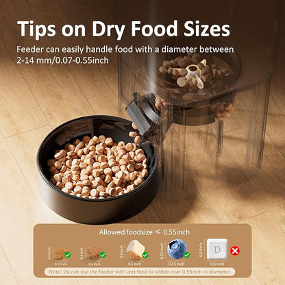 Automatic Cat Feeder, 5G WiFi APP Control Automatic Pet Feeder, 5L Cat Dry Food Dispenser with Remote Feeding,10 Meals Programmable 1-15 Portion Control Auto Dog Feeders for Cats,Puppy
