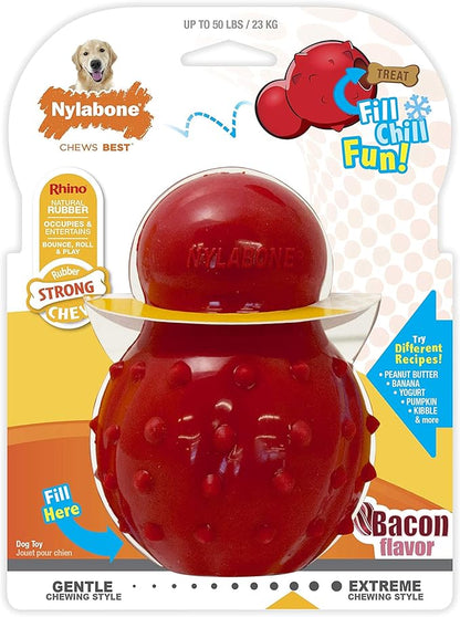 Nylabone Treatin' Cone Strong Stuffable Chew Toy for Dogs, Natural Rubber Fillable Treat Toy, Treat Dispensing Dog Toy, Bacon Flavor, Large Dogs - Up to 50 lbs, 1 Count