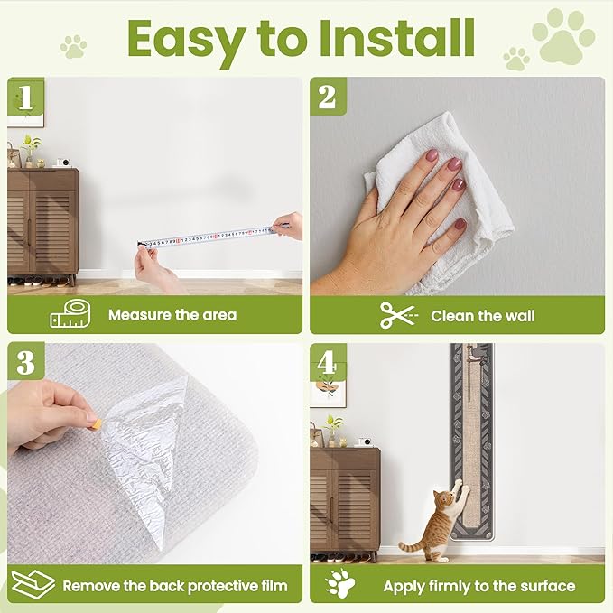 Cat Scratch Couch Furniture Protector, 78.7" x 15.8" Cat Scratcher Pad Deterrent from Cats Claws Scratching, DIY Sisal Carpet Cat Proof Couch Cover Replacement for Indoor Sofa, Wall, Door, Cute Grey