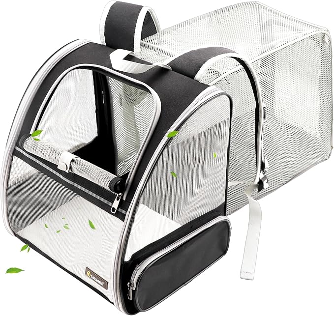 Texsens Innovative Traveler Bubble Backpack Pet Carriers for Cats and Dogs (Expandable-Black)