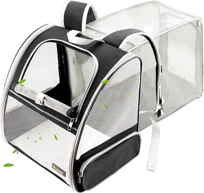 Texsens Innovative Traveler Bubble Backpack Pet Carriers for Cats and Dogs (Expandable-Black)