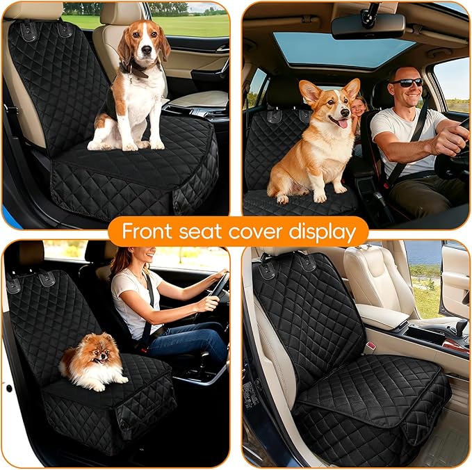 Dog Car Seat Cover for Front Seat, Waterproof & Scratch-Proof Pet Seat Protector, Nonslip Car Seat Cover for Dogs, Universal Fit for Cars, Trucks & SUVs, Standard Size