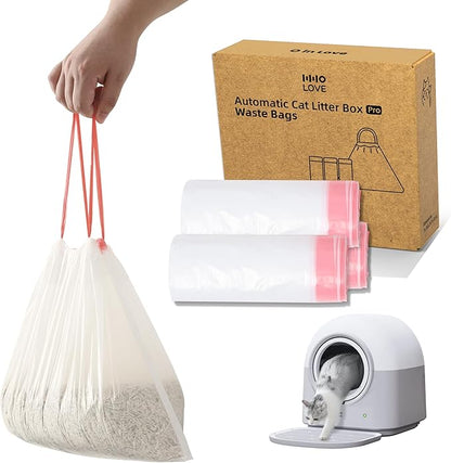 HHOLOVE Self Cleaning Litter Box Liner (60 Count), 60L Automatic Litter Box - Extra Large, No More Scoop, Anti-Pinch for Cats 3-22lbs, Advanced Odor Control (Pink)