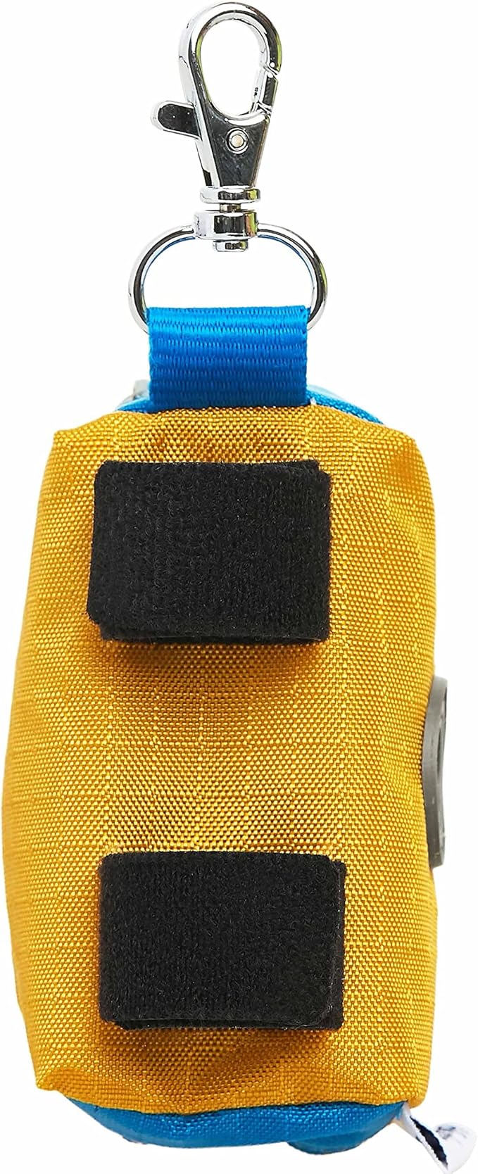 Blueberry Style Dog Waste Bag Dispenser, Mustard Yellow, Color-Block Trash Bag Dispenser with 2 Auto Locking Zipper, Dog Poop Bag Holder Leash Attachment, Includes 1 Roll of Free Poop Bags