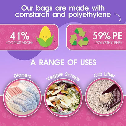 Pet N Pet 720 Counts Lavender Scented, Colorful Poop Bags for Dogs, 41% Plant Based & 59% PE Dog Poop Bags Rolls, Extra Thick Dog Waste Bag, Doggy Bag