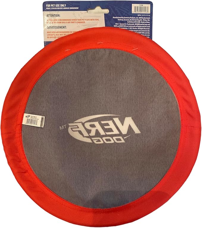 Nerf Dog Nylon Flyer Dog Toy, Flying Disc, Lightweight, Durable and Water Resistant, Great for Beach and Pool, 10 inch Diameter, for Medium/Large Breeds, Red and Black