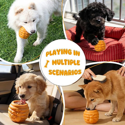 1 Pack Large Dog Toys for Aggressive Chewers, Dog Treat Dispensing Toy to Keep Them Busy, 2-in-1 Fillable Holder with 2 Cups and Food-Dispensing Lids for Large Medium (Yellow)