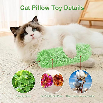 Rishoesu 3 Pcs Interactive Cat Toys Cat Pillows, Soft and Durable Crinkle Sound Catnip Toys, for Indoor Cats Funny Kitten Toys Exercise