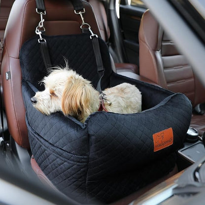 Dog Booster Car Seat for Medium/Small Sized Dogs,Memory Foam and Ultra Soft Fabric Car Pet Bed,Portable Travel Safety and Comfortable Dog Carseat with Washable Removable Cover,Thick Cushion（M-Black）