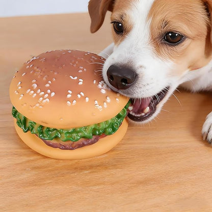 Dog Toys, Hamburger Shape Squeaky Chewing Toys Tooth Cleaning Dog Supplies, Training, Pet Supplies,Sofa Damage Prevention, Hamburger Pet Toys