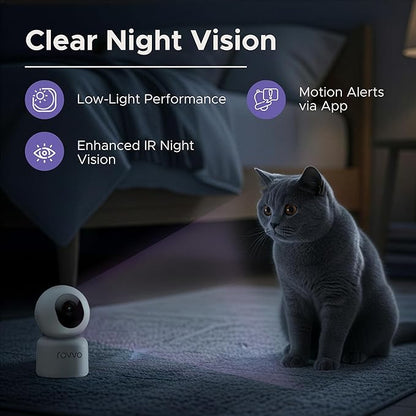 2K HD Pet Camera - 360° Smart Puppy Monitor with 5GHz & 2.4GHz Dual-Band WiFi, Smart Motion Tracking, 2-Way Audio, Night Vision, Indoor Camera for Dogs & Cats, Works with Phone App.