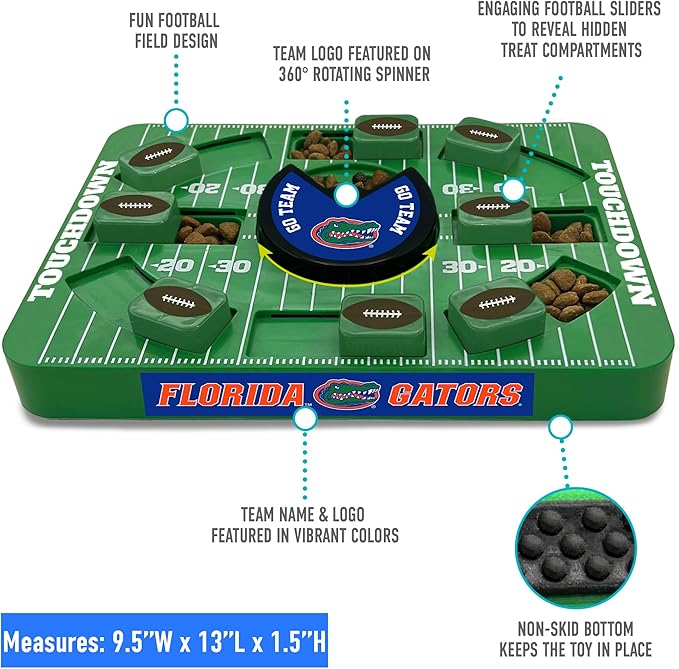 Pets First NCAA Florida Large Puzzle Toy, Dog Puzzle Treat Toy, New Large Size, Interactive Dog Treat Toy, Dog Slow Feeding Toy