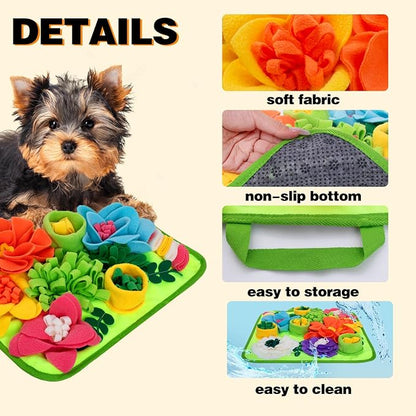 Snuffle Mat for Dogs, Sniff Mat Slow Feeding Mat for Small Pets Cats, Rabbits - Help Stress Relief and Training - Stimulate Your Pet's Foraging Skills! (Bright Green)